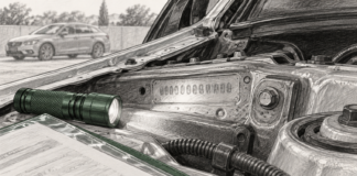 Auto rubata e telaio falsificato: condanna annullata per l’errore sul reato presupposto Illustrazione del controllo tecnico della zona identificativa del telaio di un’automobile.